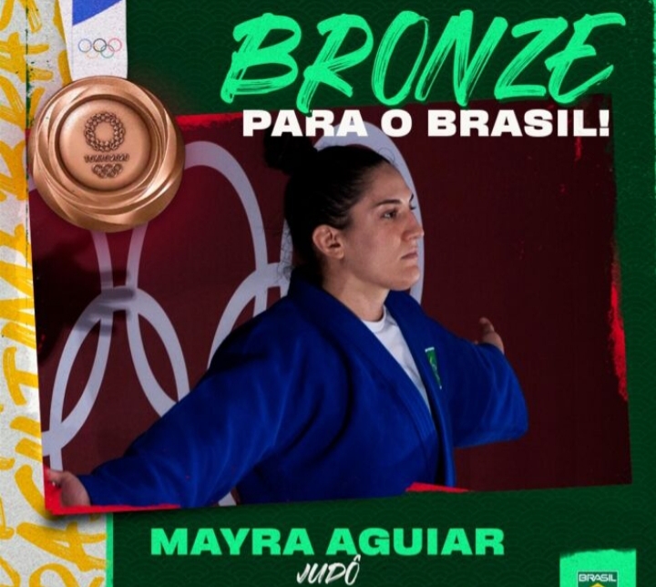 A judoca Mayra Aguiar conquistou o BRONZE.